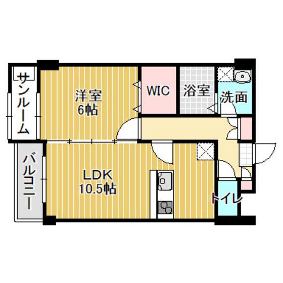 プリズムとなみ中神町(1LDK/1階)の間取り写真