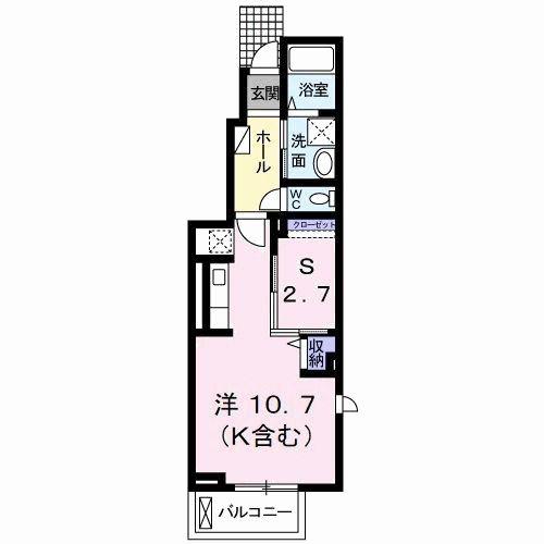 J・サクレ葛原II(ワンルーム/1階)の間取り写真
