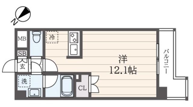 L-FLAT 横浜大通公園(ワンルーム/2階)の間取り写真