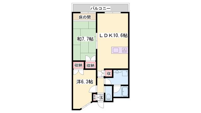 東加古川ミオ(2LDK/2階)の間取り写真