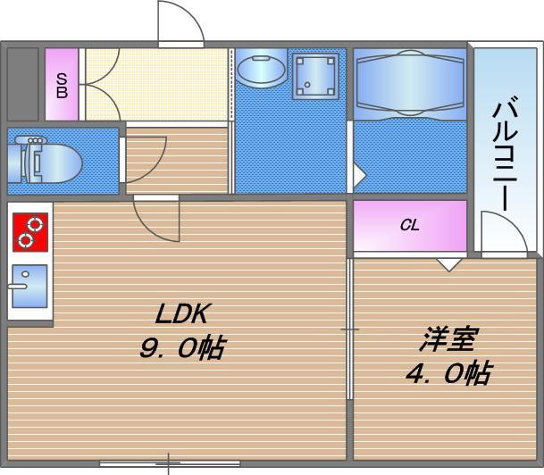 H-MAISON平野II(1LDK/2階)の間取り写真