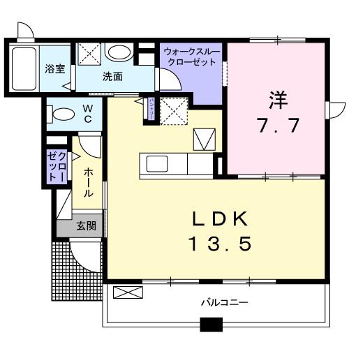 リベラル507ウエスト(1LDK/1階)の間取り写真