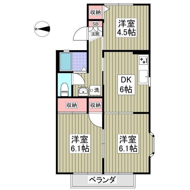 セジュール習志野(3DK/1階)の間取り写真