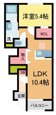 フォレスト宝塚II(1LDK/1階)の間取り写真