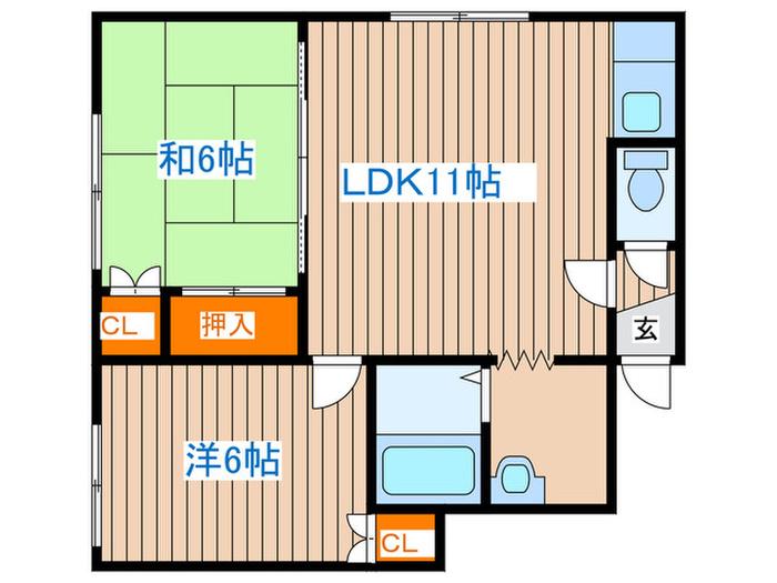 和光ハイツ(2LDK/1階)の間取り写真