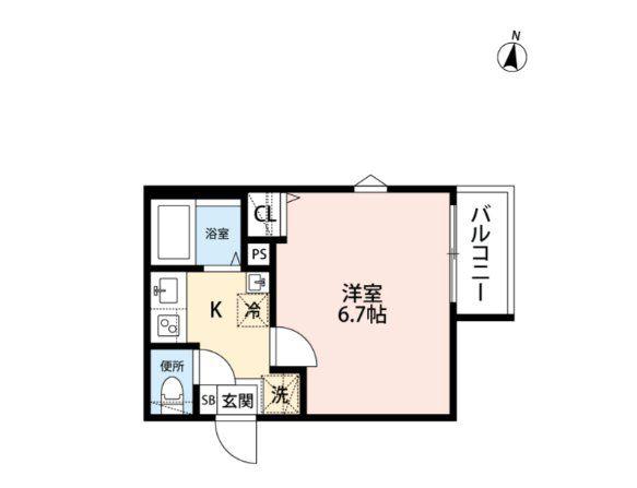 グランクオール千川(1K/2階)の間取り写真