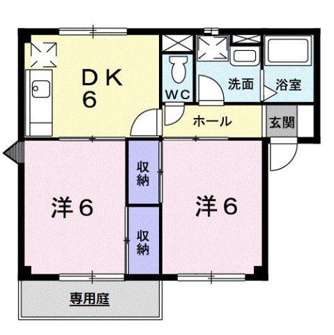 クレセントイワイ(2DK/1階)の間取り写真