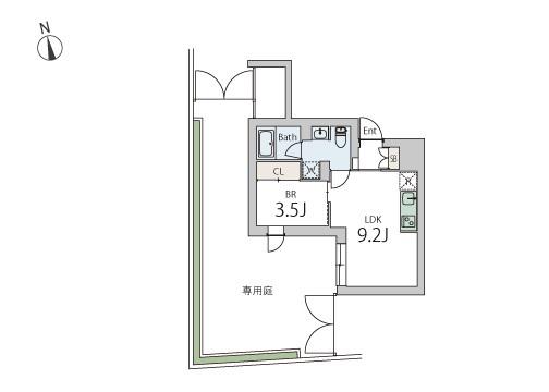 GRANDUO下北沢13(1LDK/1階)の間取り写真