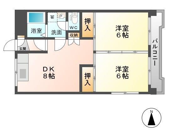 ハピネス川口(2DK/2階)の間取り写真
