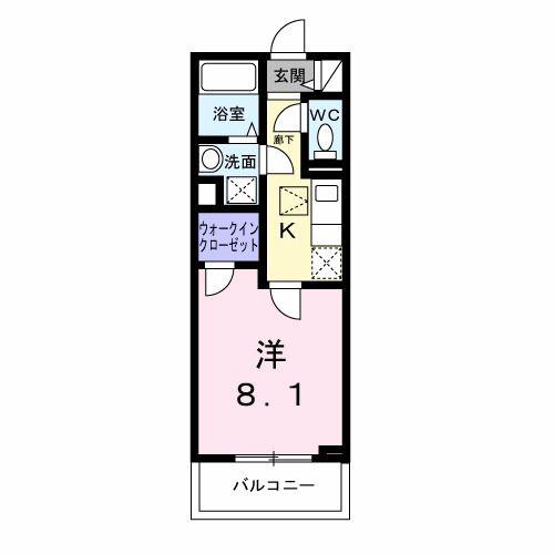ヒカルサ神戸王塚台II(1K/1階)の間取り写真