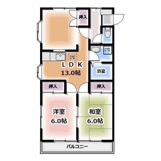 エクシードVI(2LDK/2階)の間取り写真