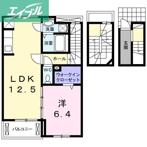 MK・ポラリスB棟(1LDK/3階)の間取り写真