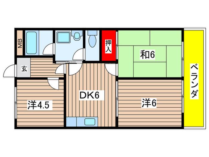ユーキパレス緑(3DK/1階)の間取り写真
