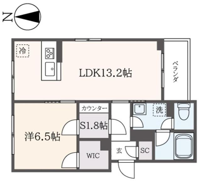 コモド浜田山(1SLDK/2階)の間取り写真