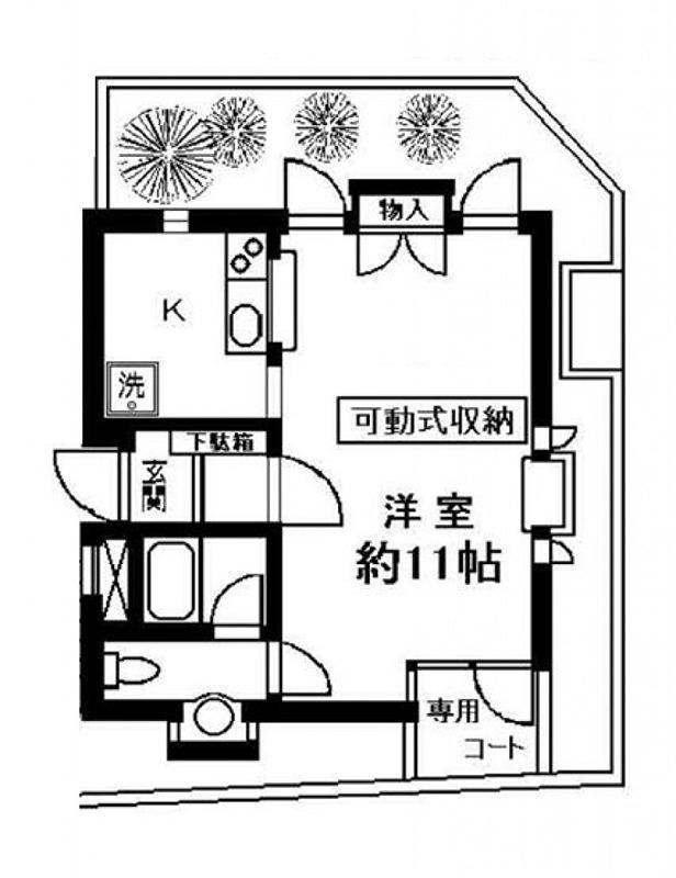 ベルヴィー南(1K/1階)の間取り写真