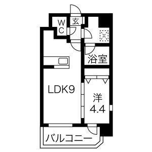スプランディッド難波(1LDK/5階)の間取り写真