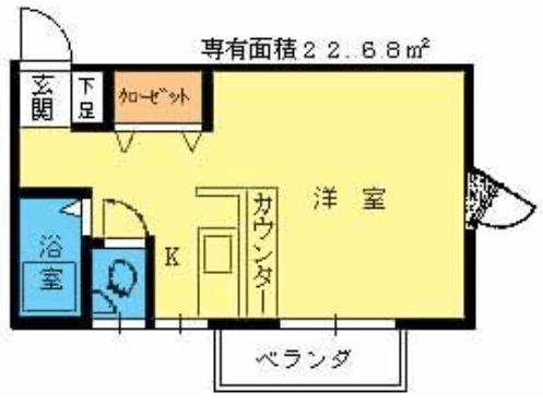 ピナクル笹原(ワンルーム/1階)の間取り写真