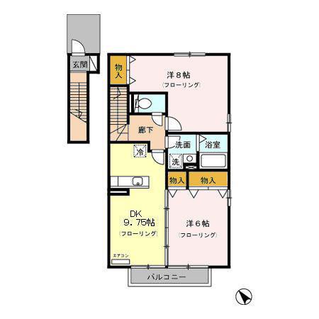 アミティ加茂川(2DK/2階)の間取り写真