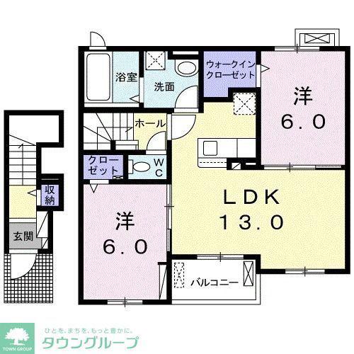 ヴィ エスターテ(2LDK/2階)の間取り写真