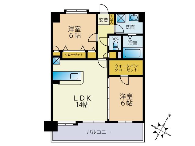 ソレアード空港南(2LDK/7階)の間取り写真