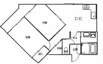 パレスNEWV B棟(2DK/1階)の間取り写真