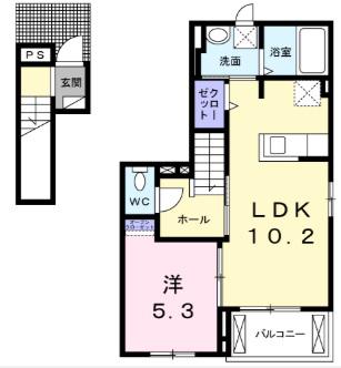 ベラカーサボーノ(1LDK/2階)の間取り写真