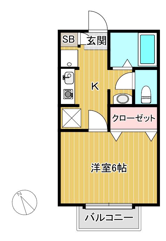 エクセル登戸(1K/1階)の間取り写真