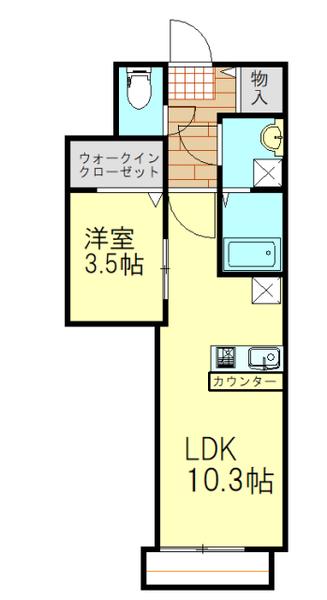 PURA VIDA(1LDK/2階)の間取り写真
