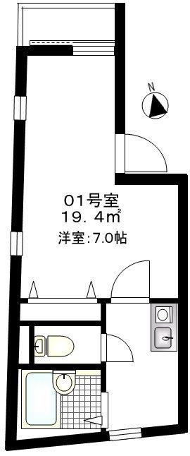 平塚市宮松町マンション(1K/1階)の間取り写真