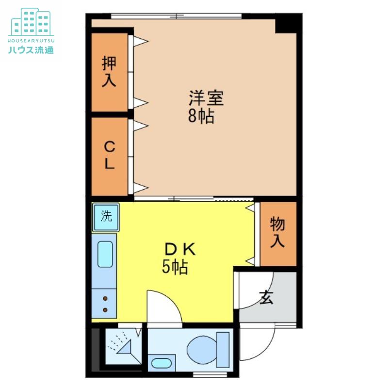 矢竹ビル(1DK/2階)の間取り写真