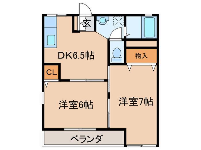 第二サンハイツ市川(2DK/1階)の間取り写真