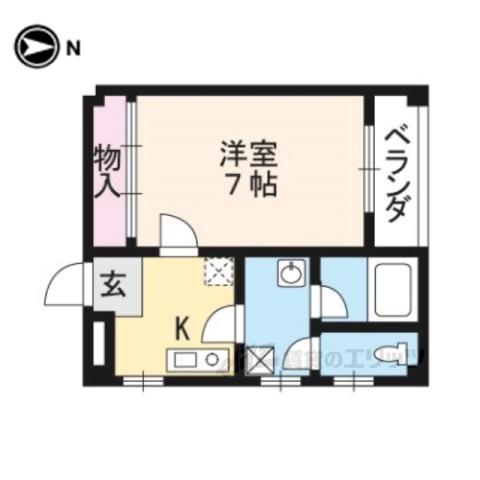 ドーリア花園(1K/2階)の間取り写真