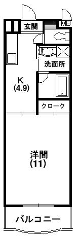 アソシエ(1K/5階)の間取り写真