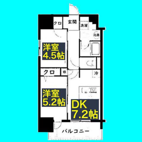 プレサンスロジェ名古屋駅前(2DK/2階)の間取り写真