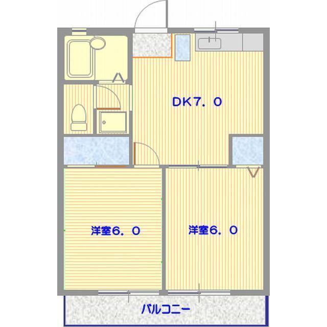 ハイライズ洋光台(2DK/2階)の間取り写真