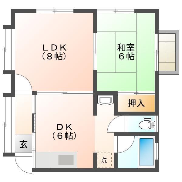 サンハイツ第V(2DK/1階)の間取り写真