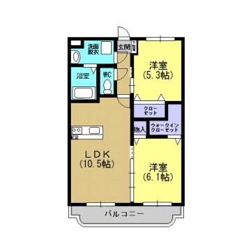 シリウス(2LDK/2階)の間取り写真