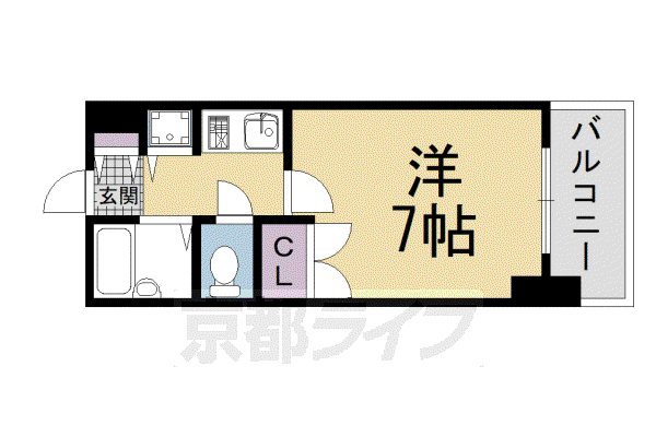 リーガル京都五条烏丸(1K/5階)の間取り写真