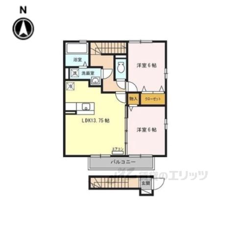 メゾンEコートA棟(2LDK/2階)の間取り写真