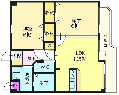 パインリーフ(2LDK/2階)の間取り写真