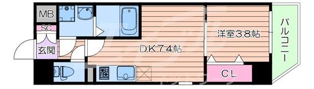 CITY PAL CREST TANIMACHI(1DK/7階)の間取り写真