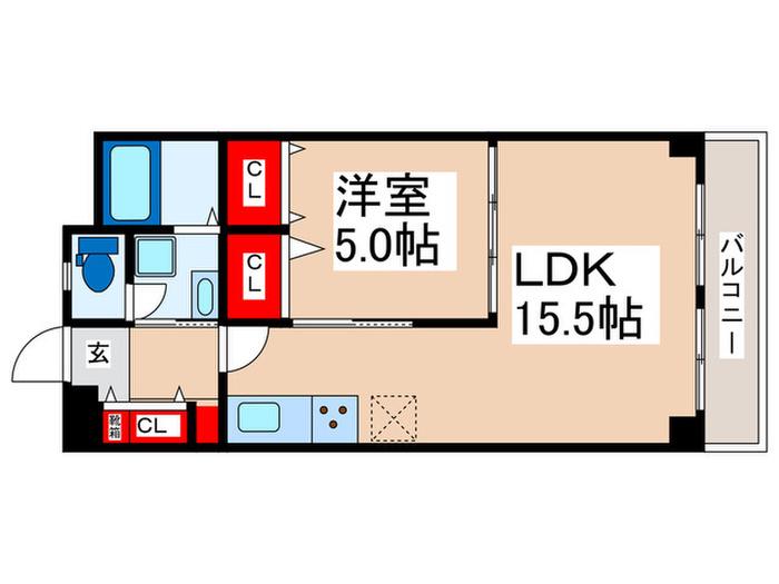ハイネス浦安(1LDK/4階)の間取り写真