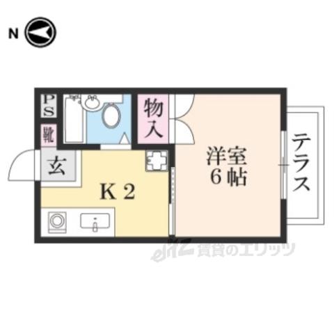 ベルメゾン2(1K/2階)の間取り写真