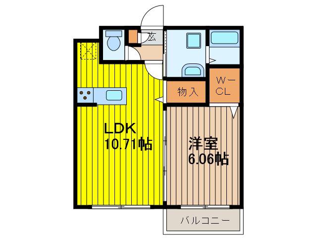 VILL・DES・JOIE浦和白幡(1LDK/2階)の間取り写真