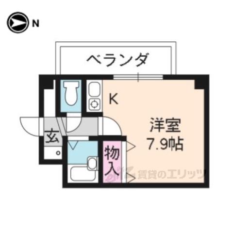 ラフィネK(ワンルーム/4階)の間取り写真