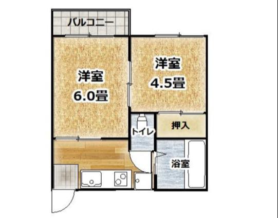 コーポ西山(2DK/2階)の間取り写真