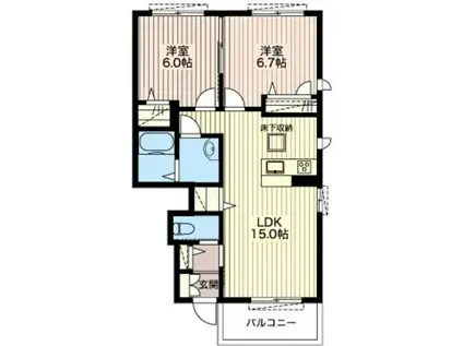 シャーメゾン・ヴィラIII(2LDK/1階)の間取り写真