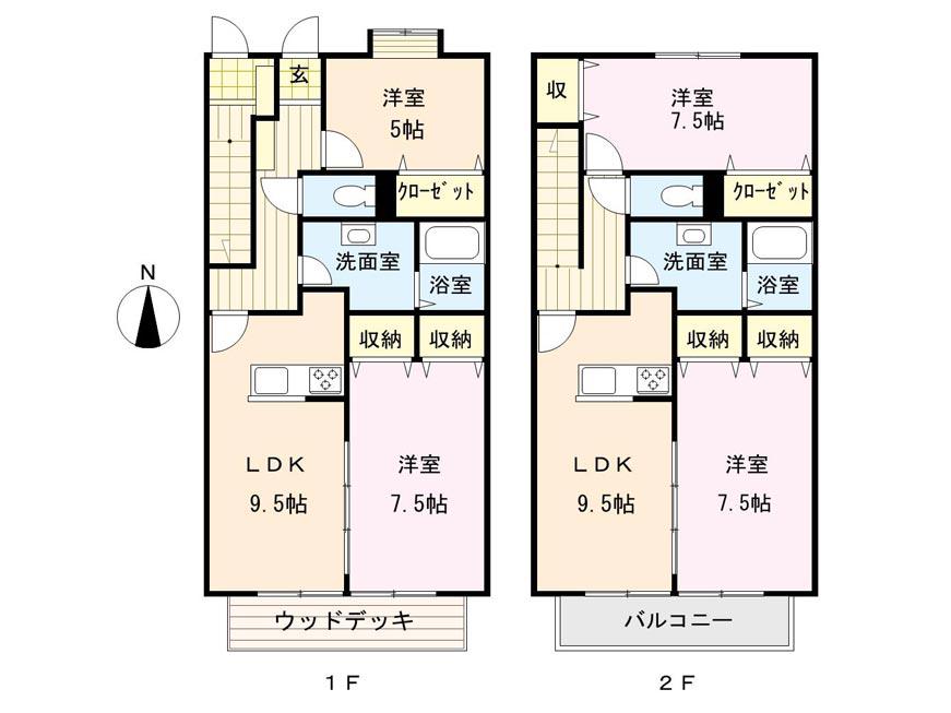 リバティーハウス(2LDK/1階)の間取り写真