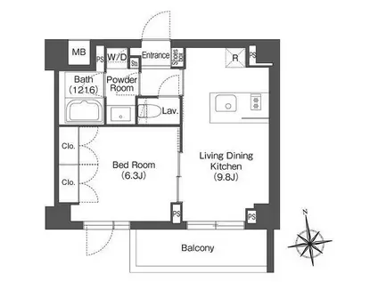 CONTRAL NAKAMEGURO(1LDK/2階)の間取り写真