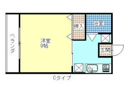 スクエア磯部(1K/1階)の間取り写真